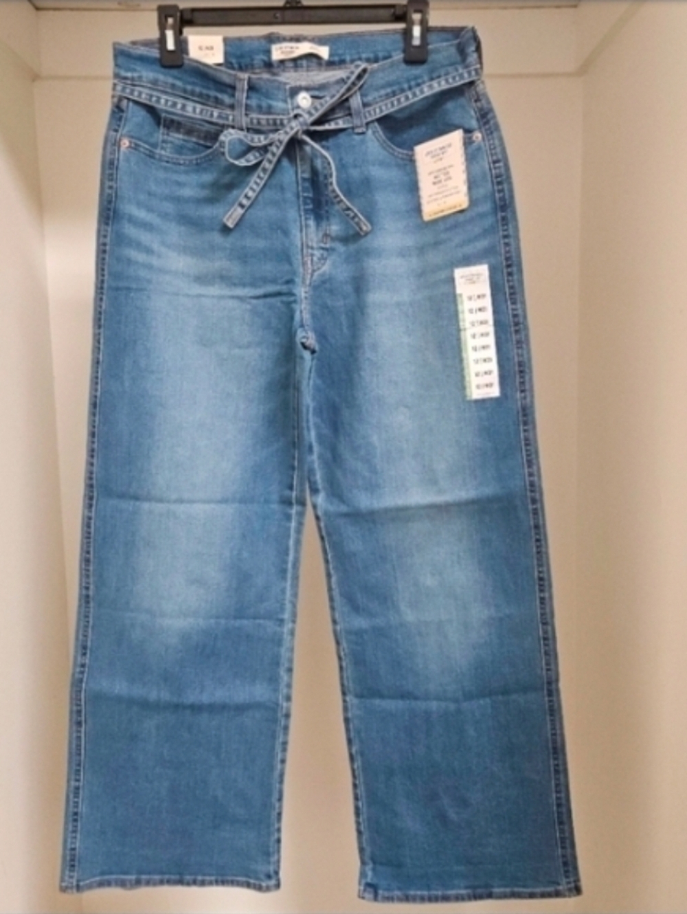 73 LEVI'S STRAUSS SIGNATURE HERITAGE BELTED WIDE LEG MID RISE JEANS 12/31 - Picture 3 of 6